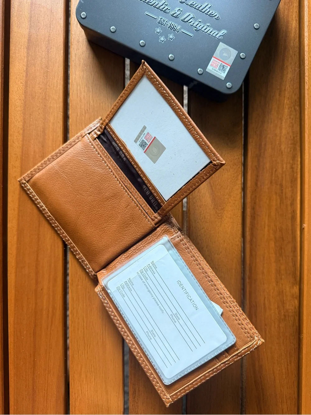 ZEP-PRO Chestnut Brown Leather Men's Bifold Wallet with Debossed 'A'